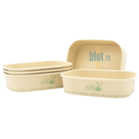Barquettes alimentaires empilées en bambou et PP 500 ml vue ensemble