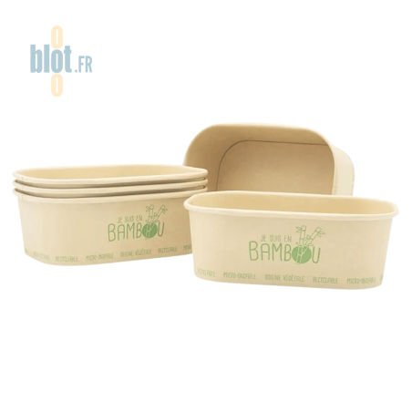 (X50) – Barquettes bambou + PP 750 ML – (17 × 12 × 5,7 CM)