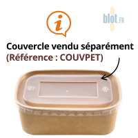 Barquette bambou 750 ml fermée avec couvercle plastique COUVPET vendu séparément