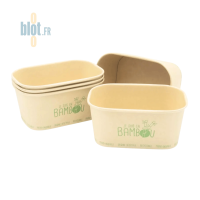 Lot de barquettes bambou 1000 ml empilées pour restauration et vente à emporter