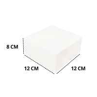 Boîte pâtissière blanche fermée dimensions 12×12×8 cm vue de côté