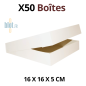 Lot de 50 Boîtes pâtissières blanches – (16 × 16 × 5 CM) Lot de 50 Boîtes pâtissières blanches – (16 × 16 × 5 CM)