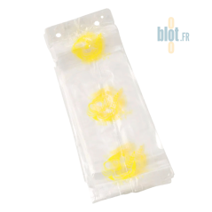 Liasses de sacs à pain tranché N°1 empilées avec impression jaune visible