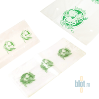 Sac à pain tranché N°3 en polyéthylène transparent imprimé vert en liasse