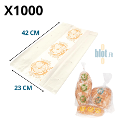 Sac à pain tranché N°5 beige 230+40×420 mm présenté à plat avec impression « Tranche de vie »