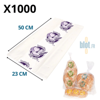 Sac à pain tranché N°9 transparent 23x50 cm impression violette tranche de vie – lot de 1000