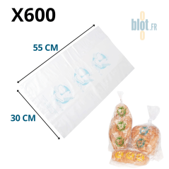Sac à pain tranché N°10 transparent 30x55 cm impression bleu ciel tranche de vie – lot de 600