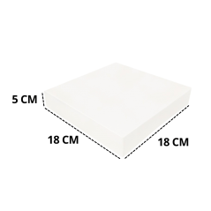 Lot de 50 Boîtes pâtissières blanches – (18 × 18 × 5 CM) - Vue secondaire et ses dimensions