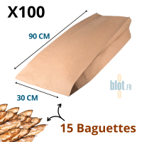 Sac kraft brun de regroupement 30x20x90 cm pour 15 baguettes – lot de 100 sacs alimentaires