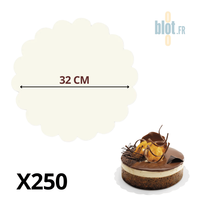 (X250) – Rond festonné carton blanc 325GR - (Ø32 CM) (X250) – Rond festonné carton blanc 325GR - (Ø32 CM)