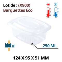 Boîte alimentaire PP 250 ml avec couvercle attenant – barquette éco transparente micro-ondable chaude ou froide