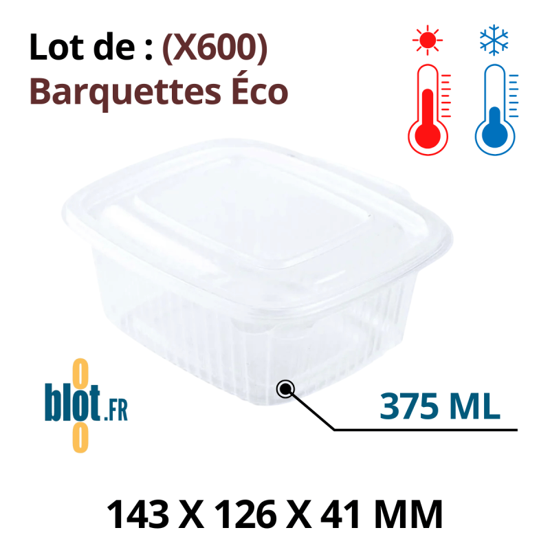 Lot (X600) - Barquette Éco avec Couvercle attenant – (375 ML) Lot (X600) - Barquette Éco avec Couvercle attenant – (375 ML)