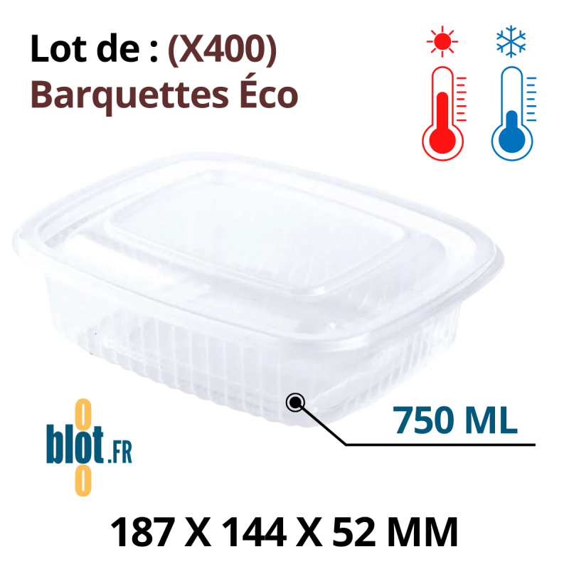 Lot (X400) - Barquette Éco avec Couvercle attenant – (750 ML) Lot (X400) - Barquette Éco avec Couvercle attenant – (750 ML)