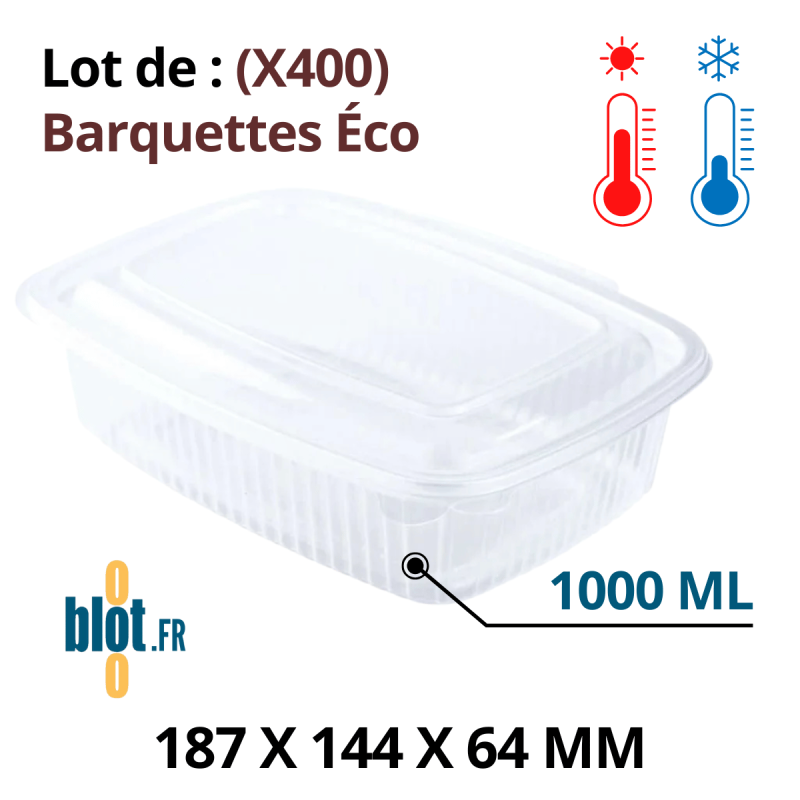 Lot (X400) - Barquette Éco avec Couvercle attenant – (1000 ML) Lot (X400) - Barquette Éco avec Couvercle attenant – (1000 ML)