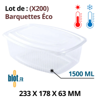 Boîte alimentaire PP 1 500 ml avec couvercle attenant – barquette éco transparente micro-ondable pour plats traiteur
