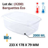 Boîte alimentaire PP 2 000 ml avec couvercle attenant – barquette éco transparente micro-ondable grande capacité