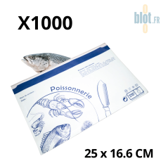 Pochette adhésive alimentaire poissonnerie 16,6x25 cm – papier kraft enduit PEBD étanche pour produits de la mer