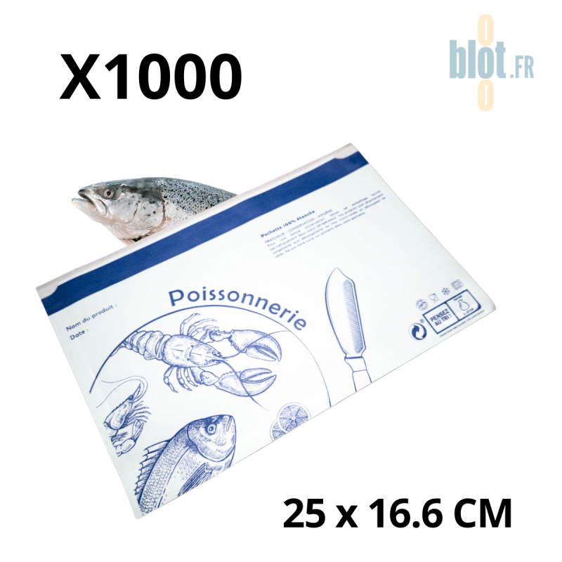 (X1000) - Pochettes Adhésives - Poissonnerie - (16,6×25 CM) (X1000) - Pochettes Adhésives - Poissonnerie - (16,6×25 CM)