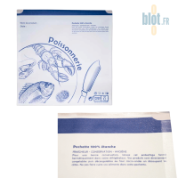 Pochette papier poissonnerie étanche – emballage alimentaire 25x25 cm blanc bleu blot.fr