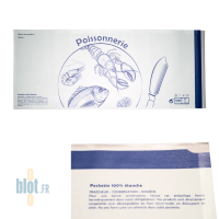 Pochette papier poissonnerie étanche grand format – emballage alimentaire 28x66 cm blanc bleu blot.fr