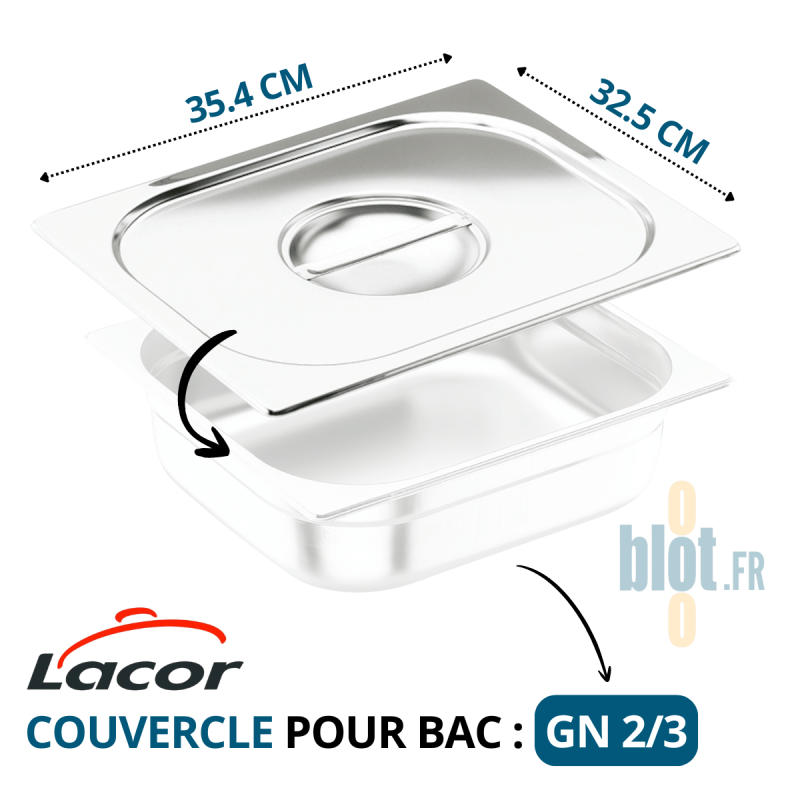 (Couvercle GN 2/3) - Inox avec Poignée – (35.4×32.5 CM) (Couvercle GN 2/3) - Inox avec Poignée – (35.4×32.5 CM)