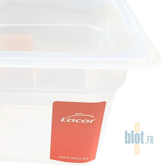 Coin supérieur du bac GN 1/6 en polypropylène transparent