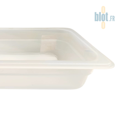 Détail du bac GN 1/3 polypropylène avec bordure et étiquette Lacor