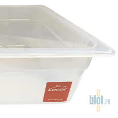 bord et étiquette rouge du bac gastronorme GN 1/2 polypropylène