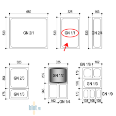Plan rapproché du bord renforcé du bac GN 1/1 polypropylène