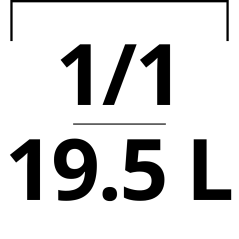 Indication du format GN 1/1 et de sa capacité 19,5 litres