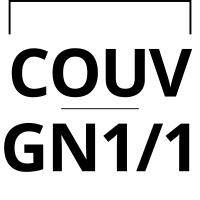 Visuel graphique indiquant la mention couvercle GN 1/1 en grand format typographique.