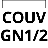 Visuel graphique indiquant la mention couvercle GN 1/2 en grand format typographique.