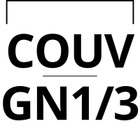 Visuel graphique indiquant la mention couvercle GN 1/3 en grand format typographique.