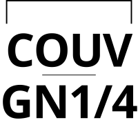 Visuel graphique indiquant la mention couvercle GN 1/4 en grand format typographique.