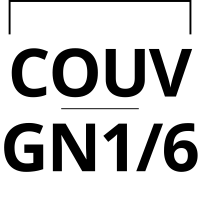 Visuel graphique indiquant la mention couvercle GN 1/6 en grand format typographique.