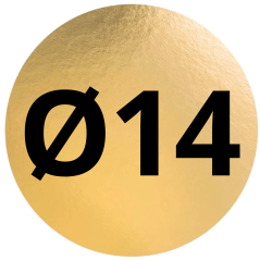 Rond carton or marqué diamètre 14 cm en gros plan.