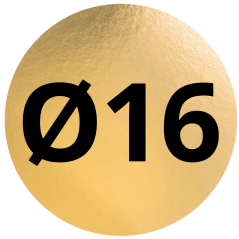 Rond carton or 16 cm en gros plan avec indication du diamètre.