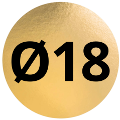 Rond carton or 18 cm en gros plan avec indication du diamètre.