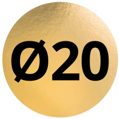 Rond carton or 20 cm en gros plan avec indication du diamètre.