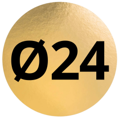 Rond carton or 24 cm en gros plan avec indication du diamètre.