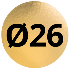 Rond carton or 26 cm en gros plan avec indication du diamètre.