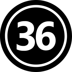 Icône ronde indiquant la pointure 36.