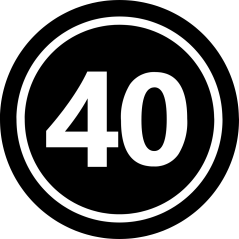 Pictogramme rond indiquant la pointure 40.