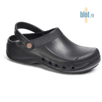 Sabot EVA noir taille 41 vu de profil avec bride arrière ajustable.
