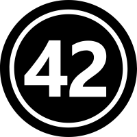 Pictogramme rond indiquant la pointure 42.