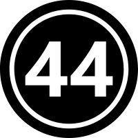 Pictogramme rond indiquant la pointure 44.