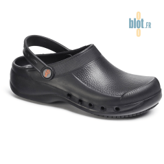 Sabot EVA noir taille 46 vu de profil avec bride arrière ajustable.