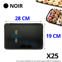 Plateau traiteur carton noir 19×28 cm rigide pour buffet et présentation traiteur.