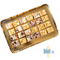 Plateau traiteur doré 32×42 cm pour présentation apéritive et buffet froid professionnel.