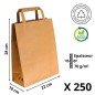 Sac Cabas Kraft Brun avec Poignées Plates - 22+10x28 cm - Lot de 250